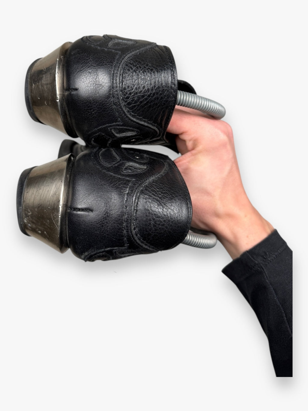 New Rock Black Metallic Leather Boots