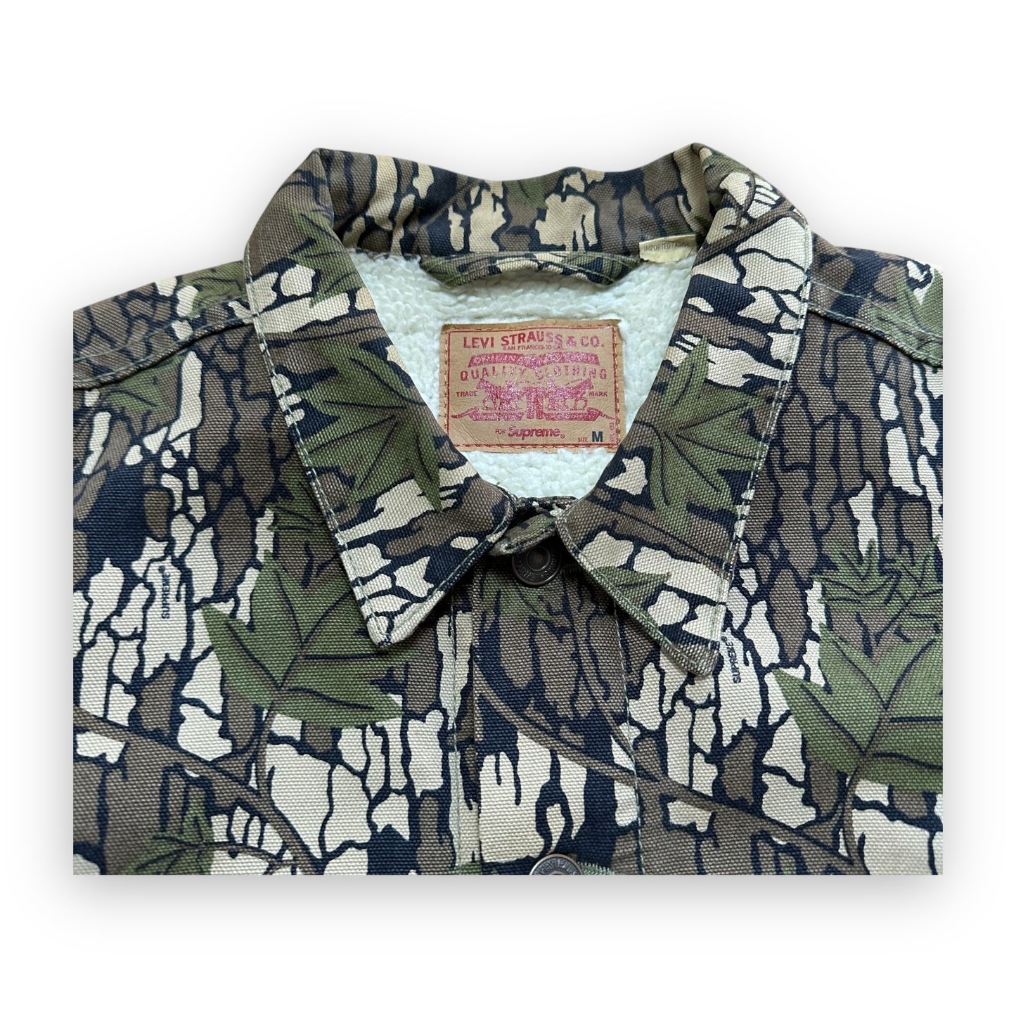 Jacket Supreme Levis Sherling Lined Camo Canvas Trucker FW13 (M)