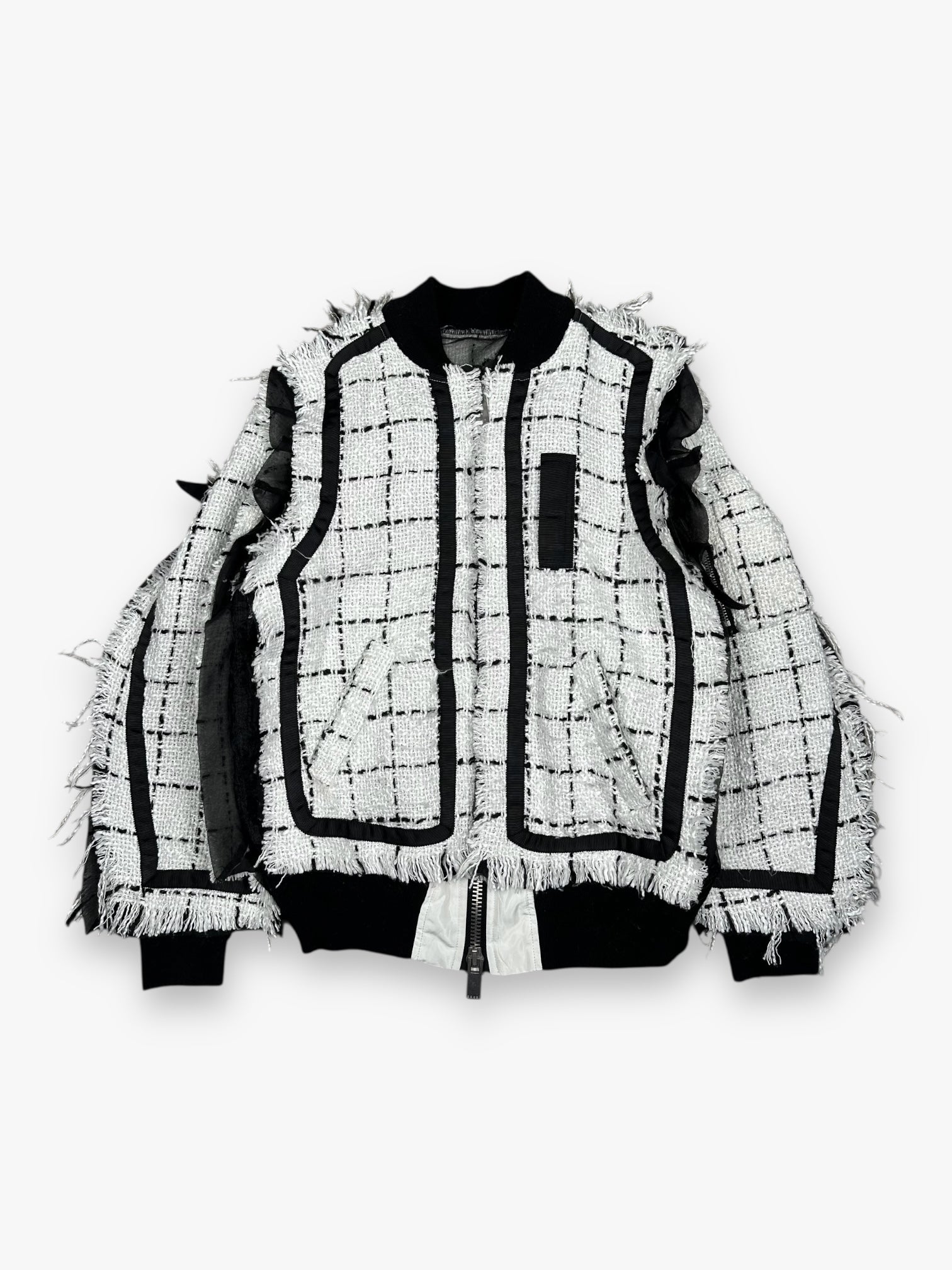 Sacai Bomber Tweed Jacket White Black SS18