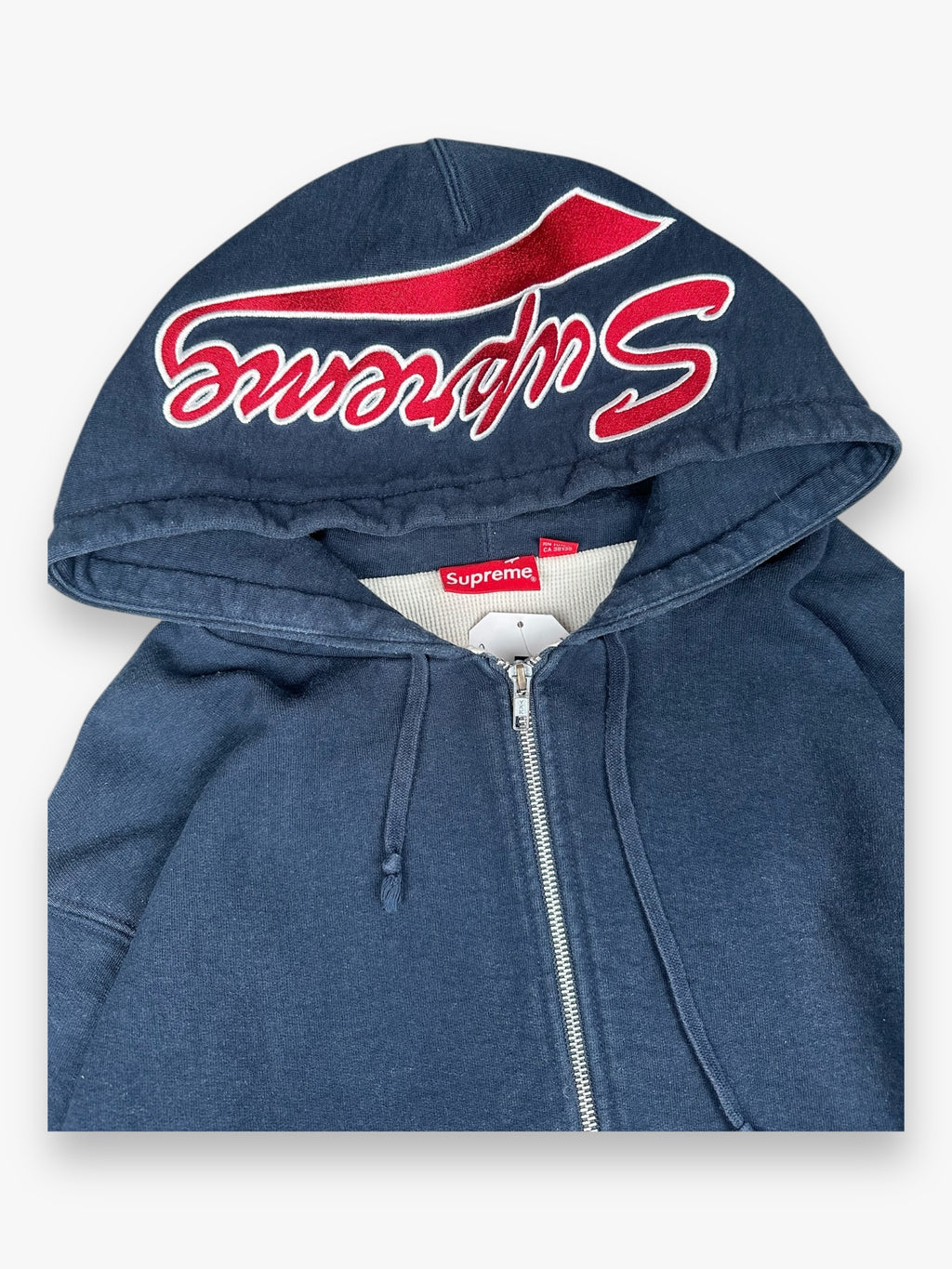 Sweatshirt Hoodie Zip Up Thermal Supreme Navy FW18