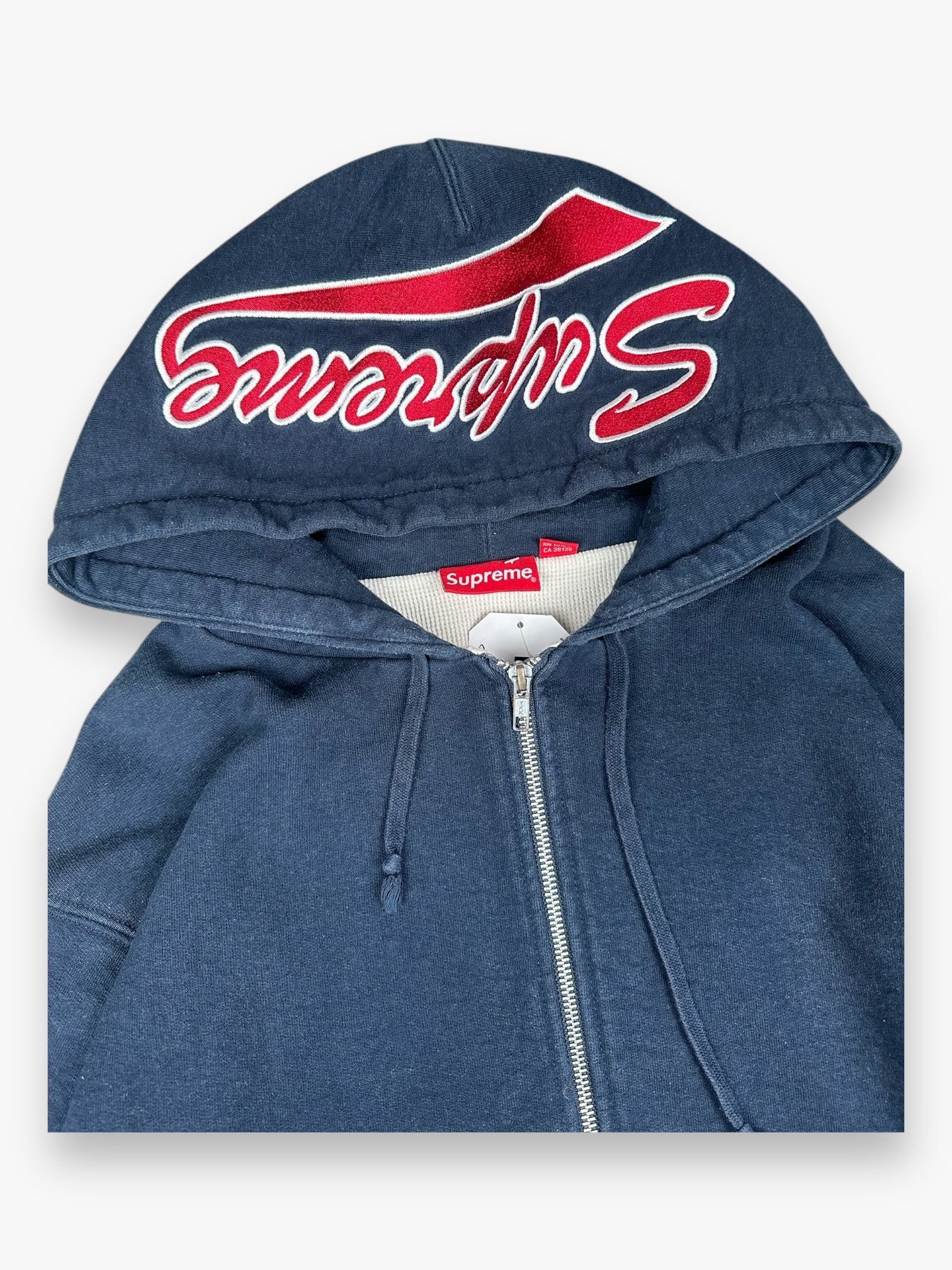 Sweatshirt Hoodie Zip Up Thermal Supreme Navy FW18