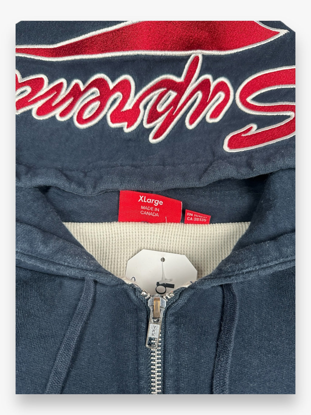 Sweatshirt Hoodie Zip Up Thermal Supreme Navy FW18