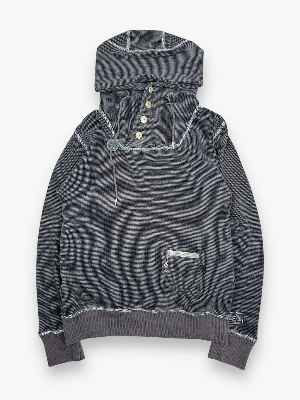 Diesel Waffle Hooded Sweatshirt Grey vintage
