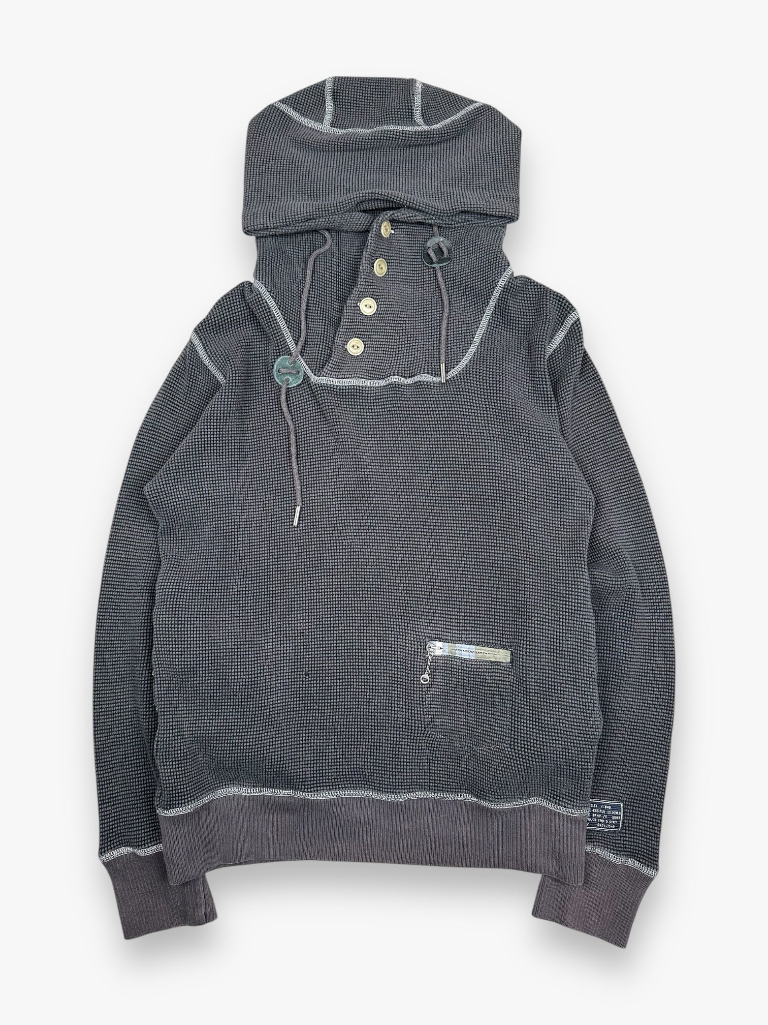 Diesel Waffle Hooded Sweatshirt Grey vintage