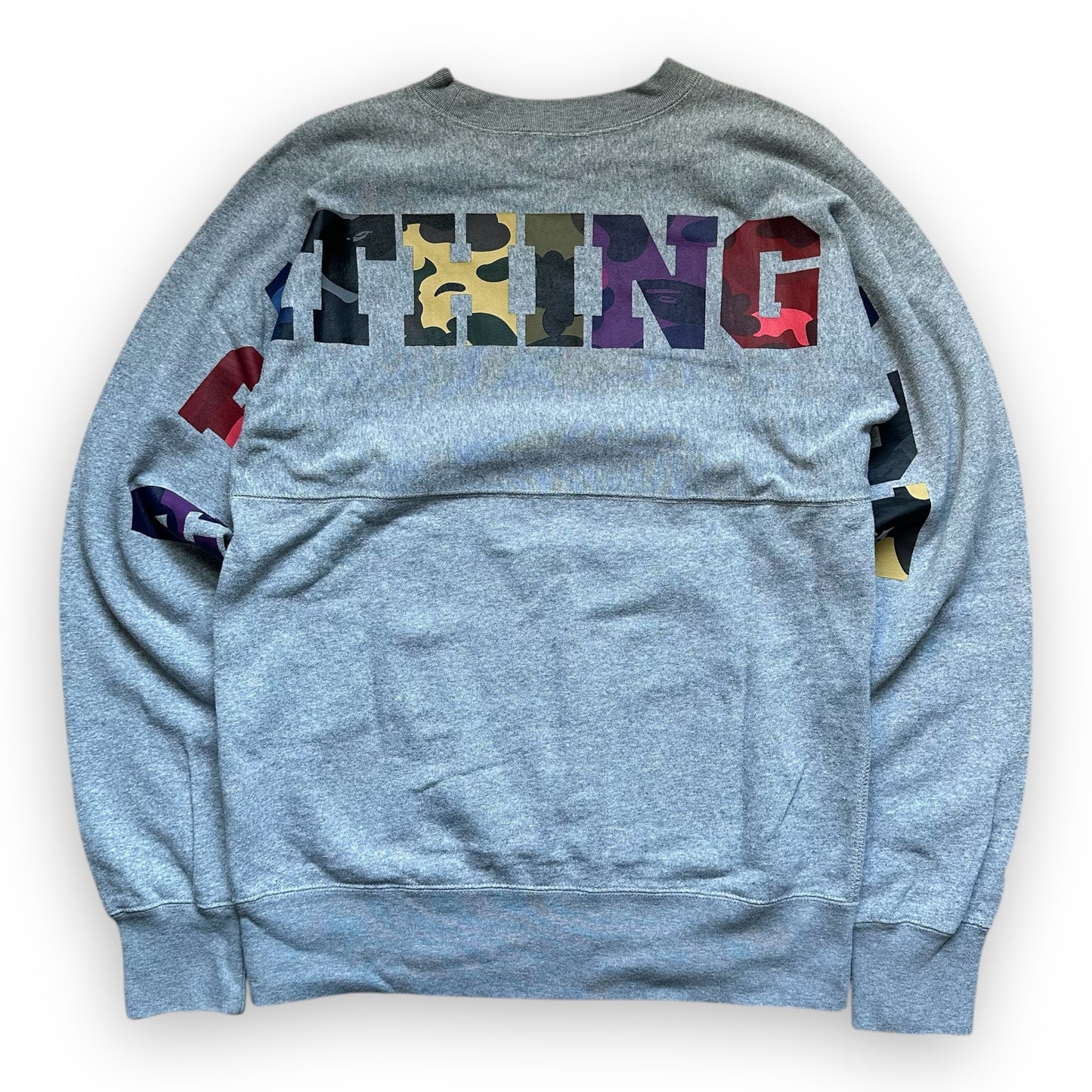 Sweatshirt Crewneck BAPE Grey Multicolor Text Camo (M)