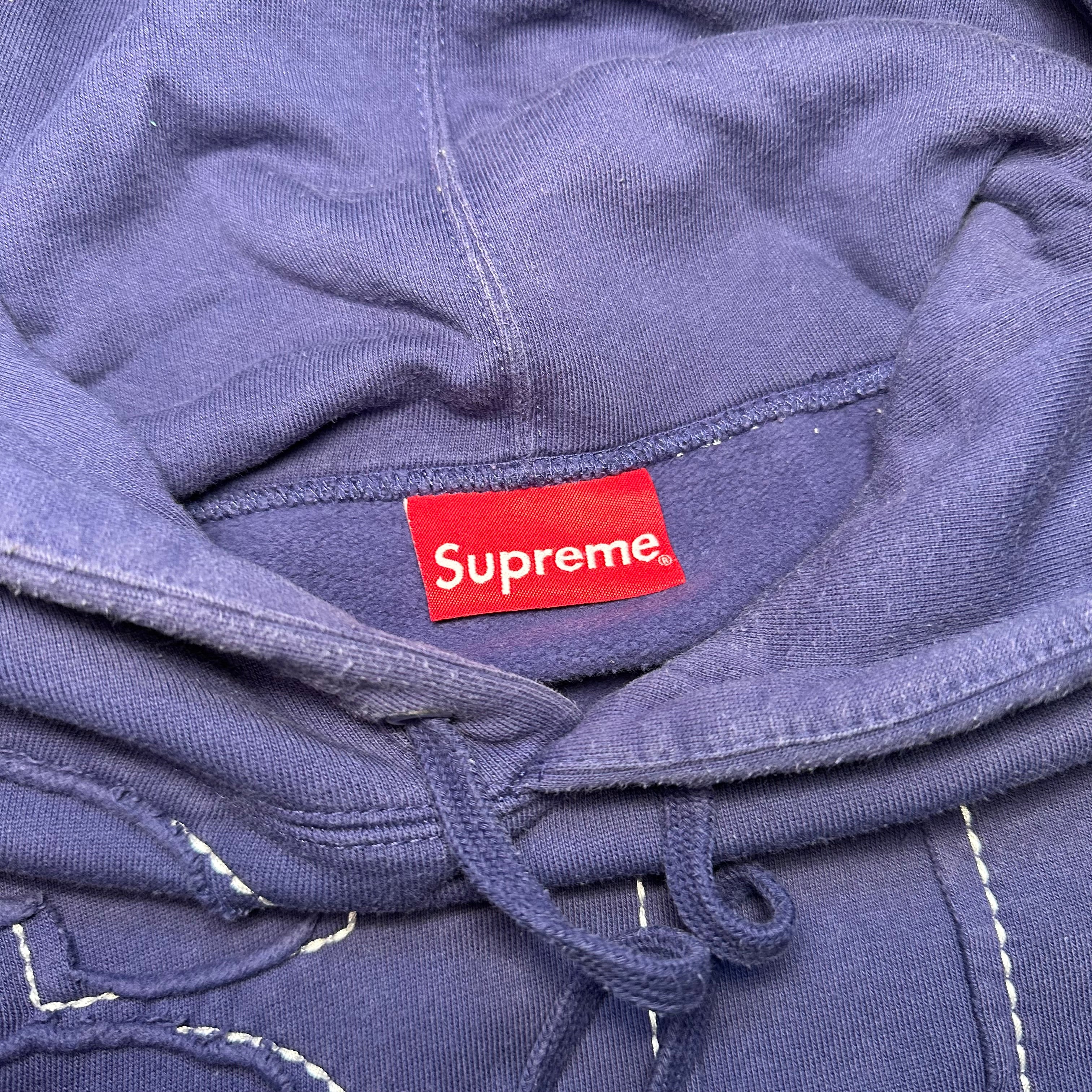 Sweatshirt Hoodie Supreme Cutout Letters Washed Navy SS20