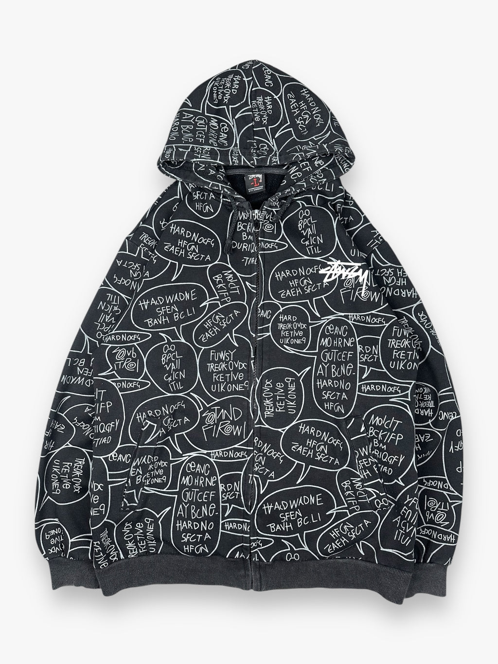 Sweatshirt Hoodie Zip Up Stussy Comics vintage