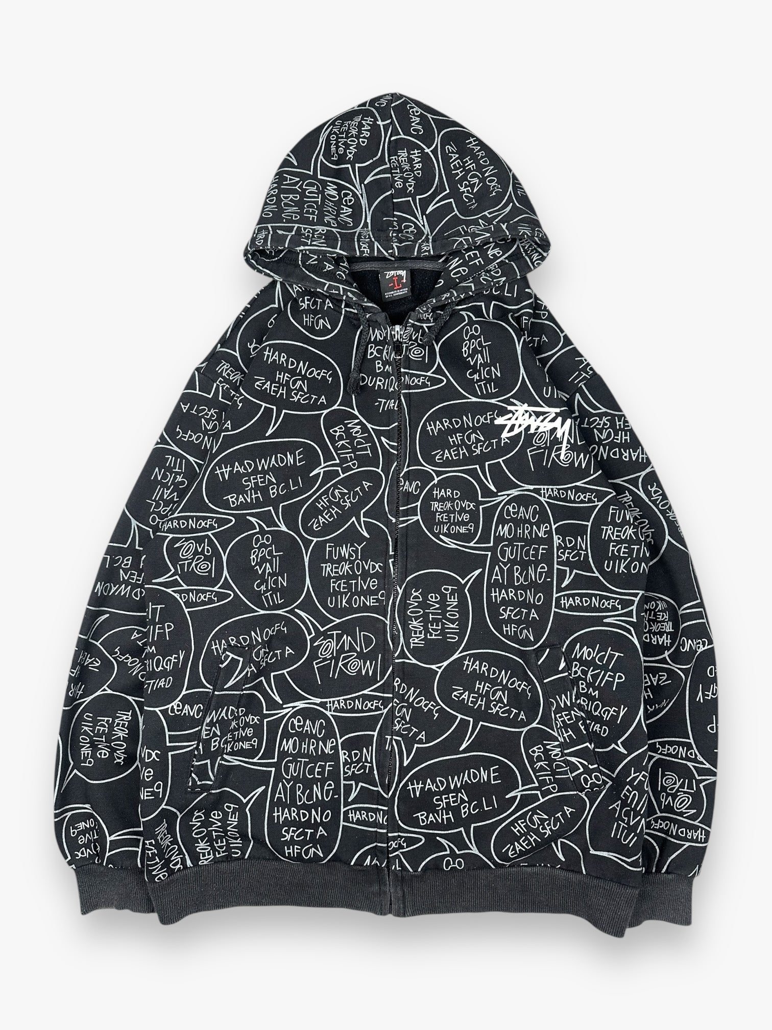 Sweatshirt Hoodie Zip Up Stussy Comics vintage