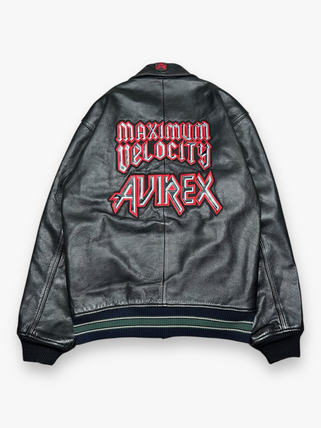 Leather Jacket Avirex « Maximum Velocity » Black Red 90s