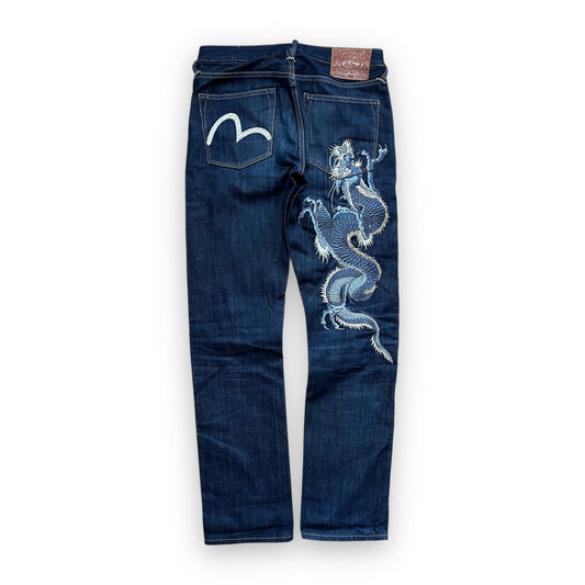 Jeans Evisu Seagull Year of Dragon Embroidery Lot 2008 Blue (S)