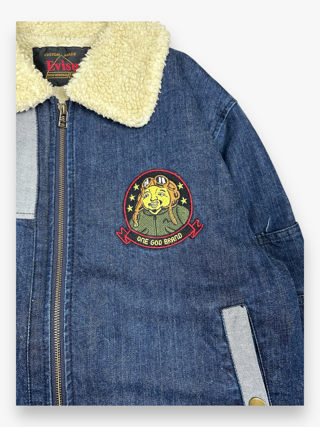 Evisu Bomber Aviator Denim Jacket