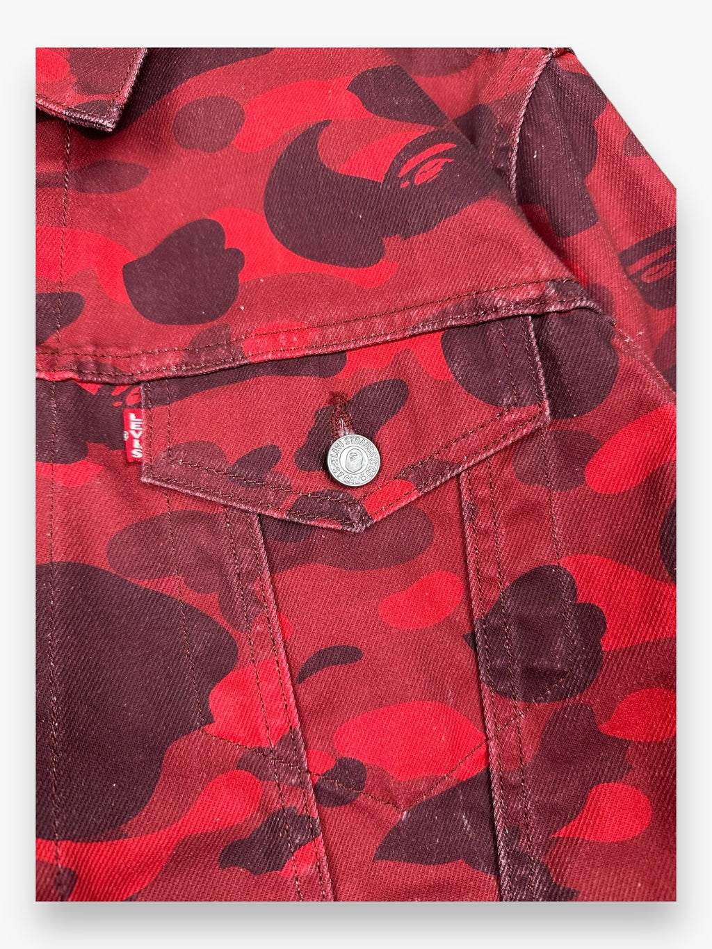 BAPE Levi’s Zip Denim Jacket Red Camo SS21