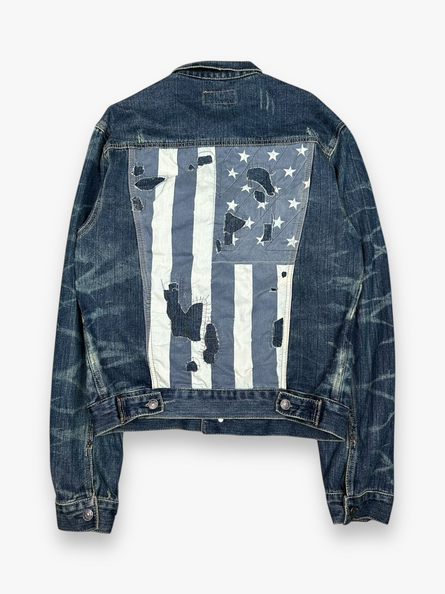 Ralph Lauren Denim & Supply Destroy USA Flag Denim Jacket Blue