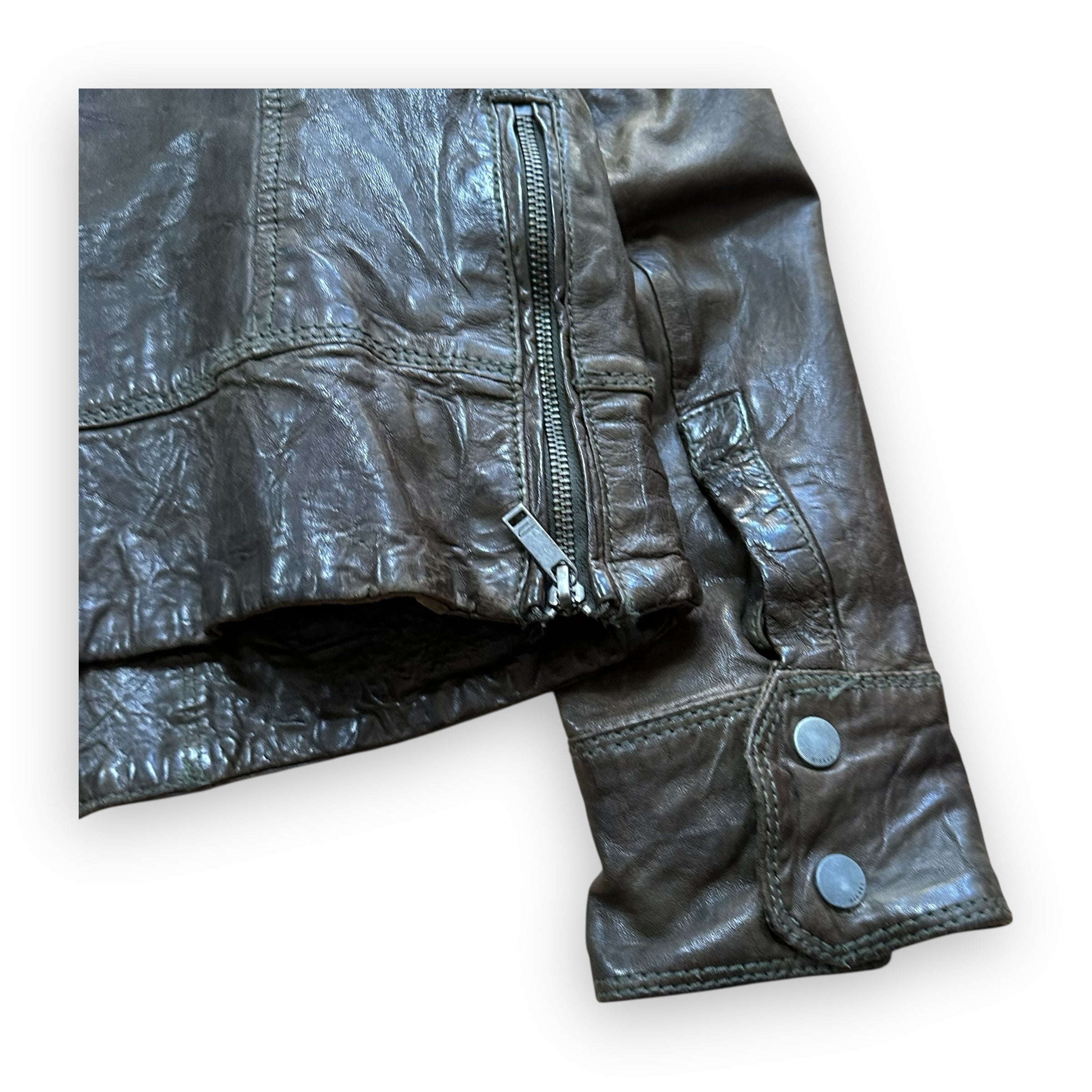 Jacket Diesel Leather Multi Pocket Brown vintage