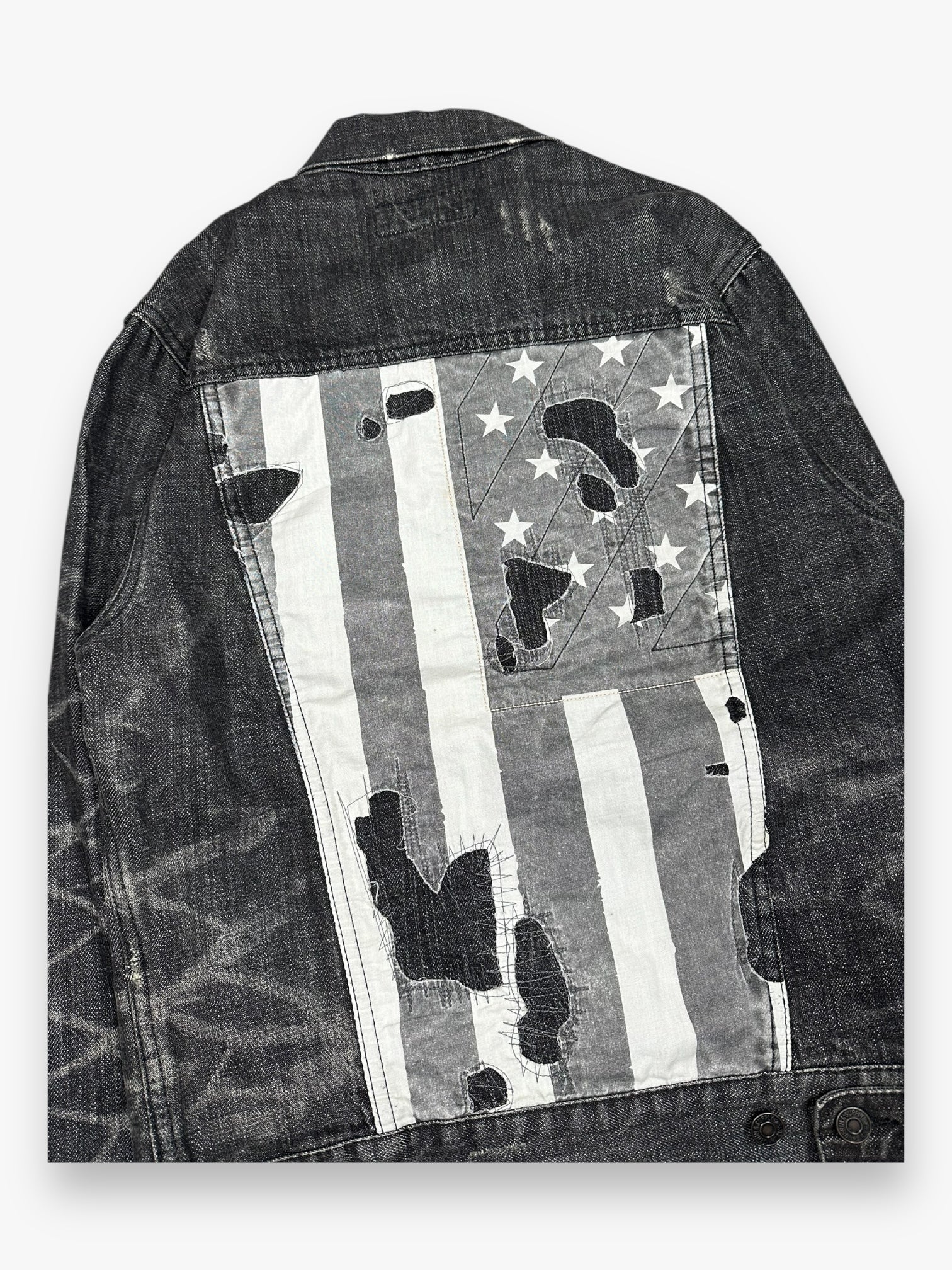 Ralph Lauren Denim & Supply Destroy USA Flag Denim Jacket Dark Grey