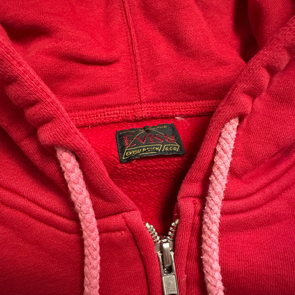 Sweatshirt Hoodie Zip Evisu Multi Pocket Red