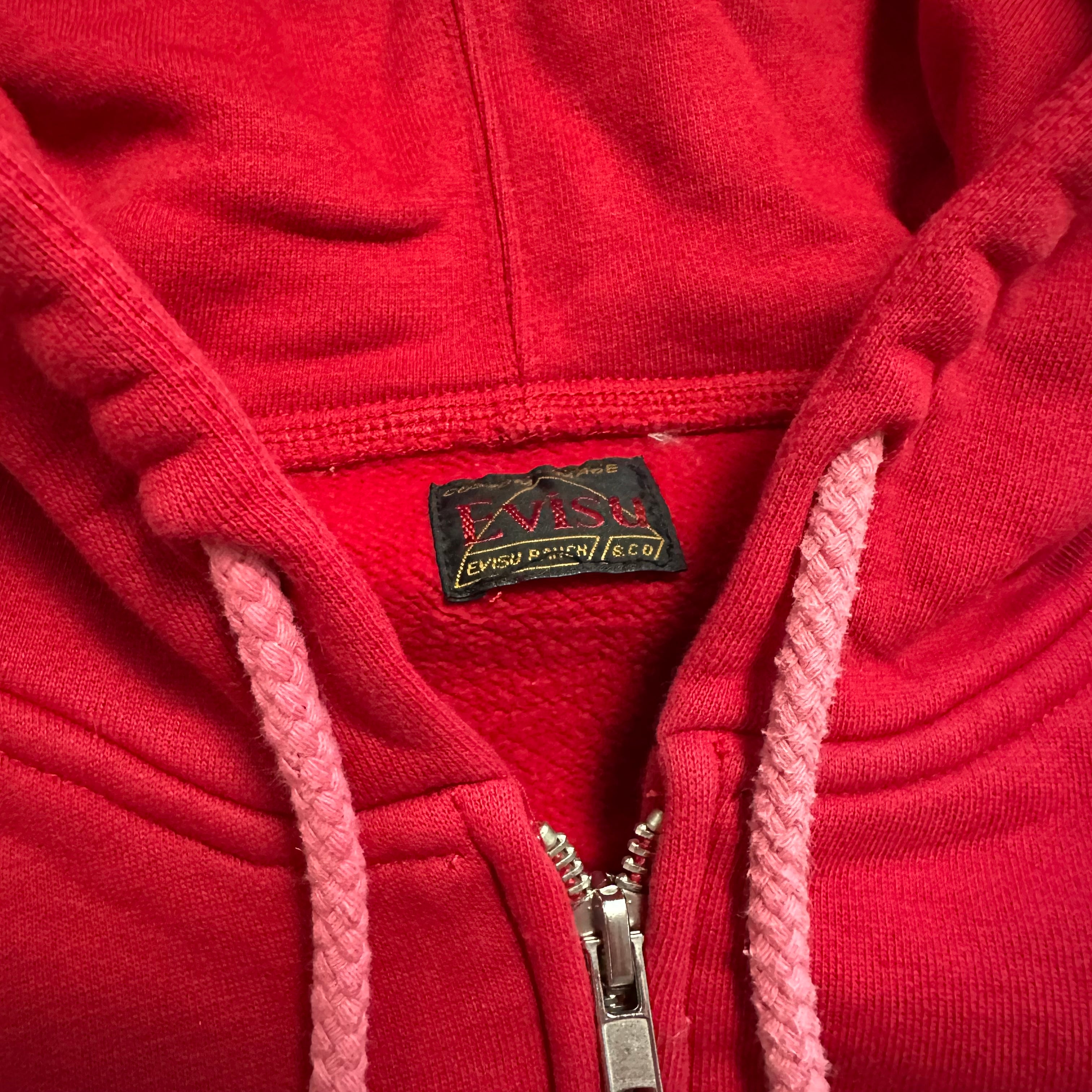 Sweatshirt Hoodie Zip Evisu Multi Pocket Red