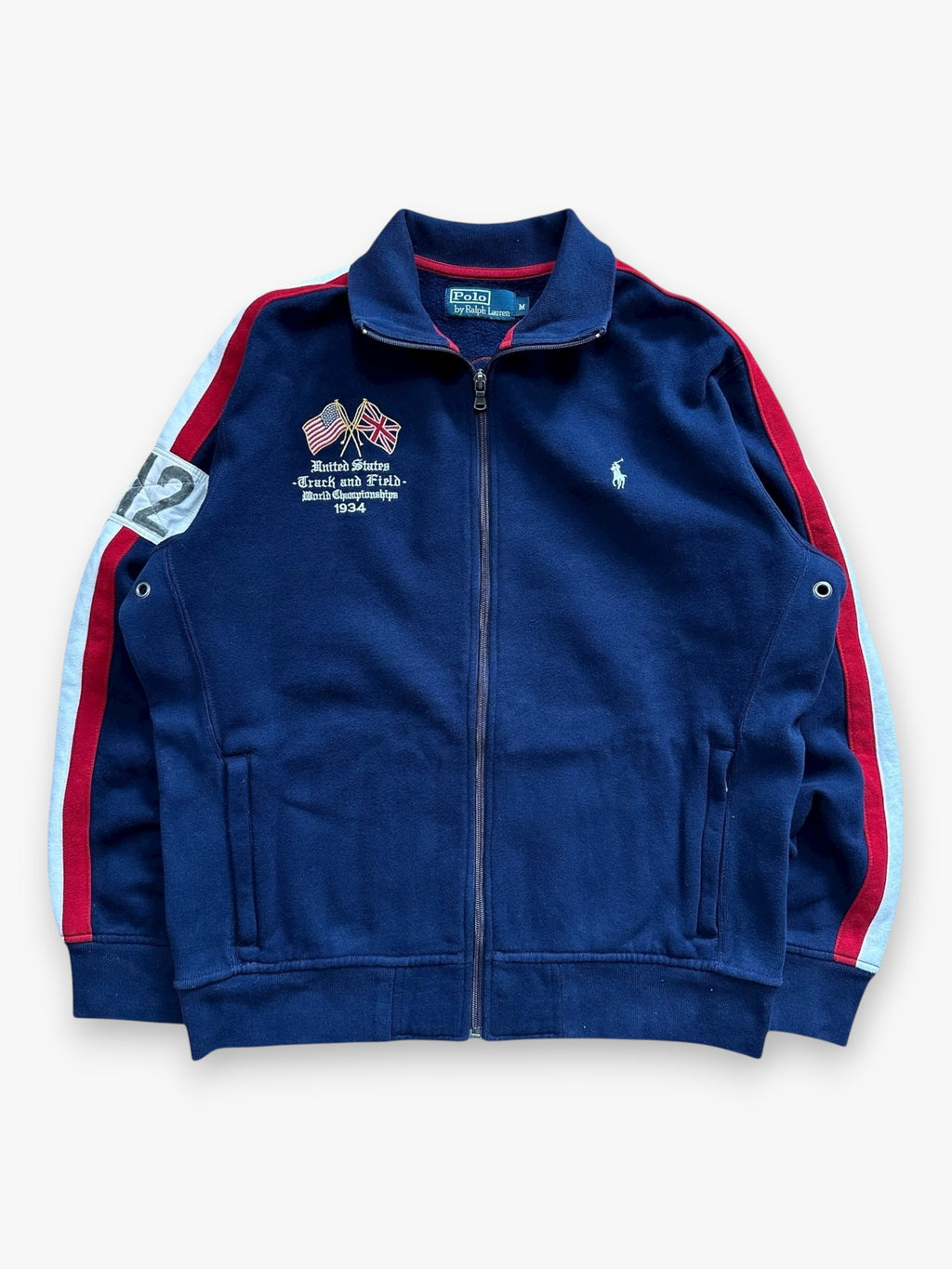 Sweatshirt Zip Ralph Lauren USA Navy Red vintage