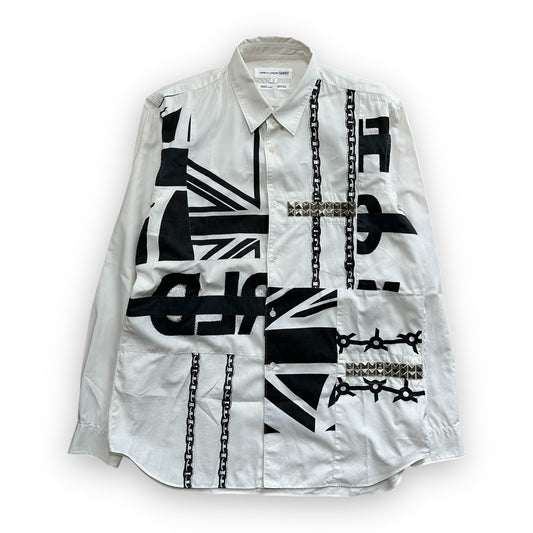Shirt Comme des Garcons SHIRT Studded White Black Metallic vintage (XL)