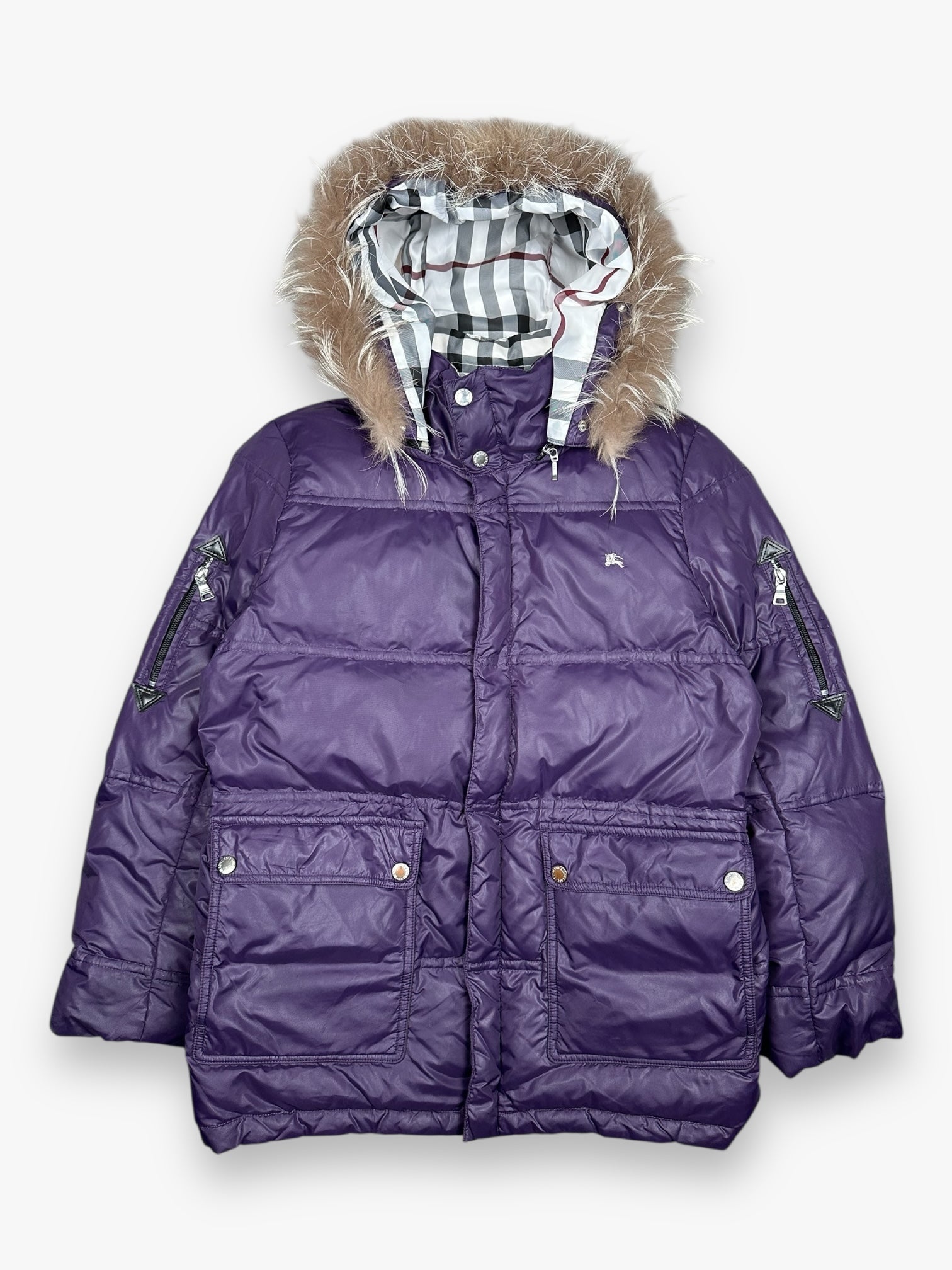 Burberry Black Label Japan Fur Puffer Jacket Purple