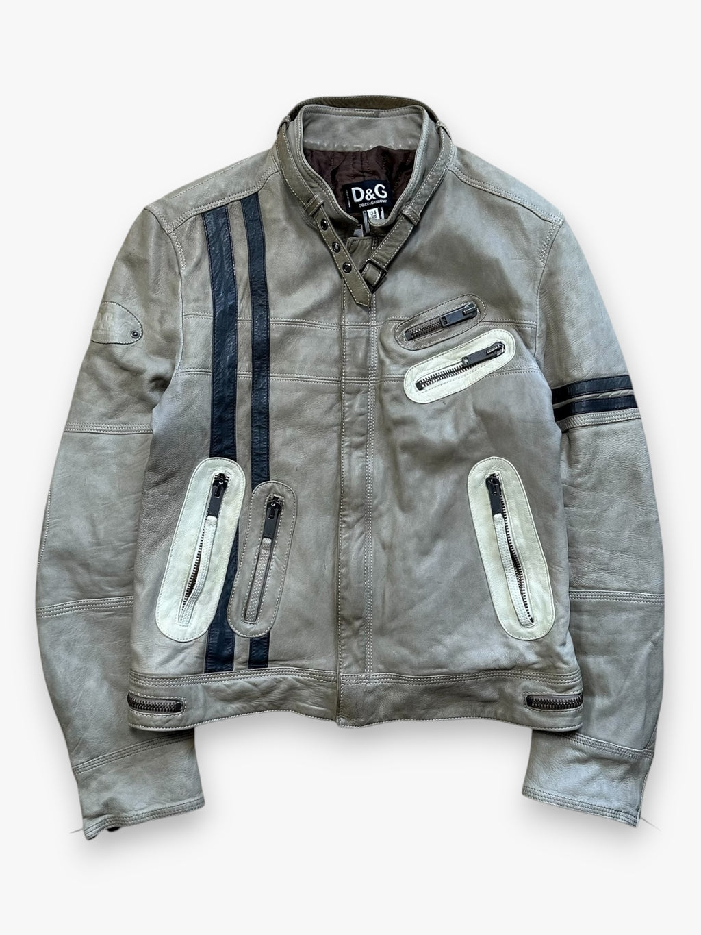 Jacket Dolce & Gabbana Leather Astro Biker Cafe Cream FW04