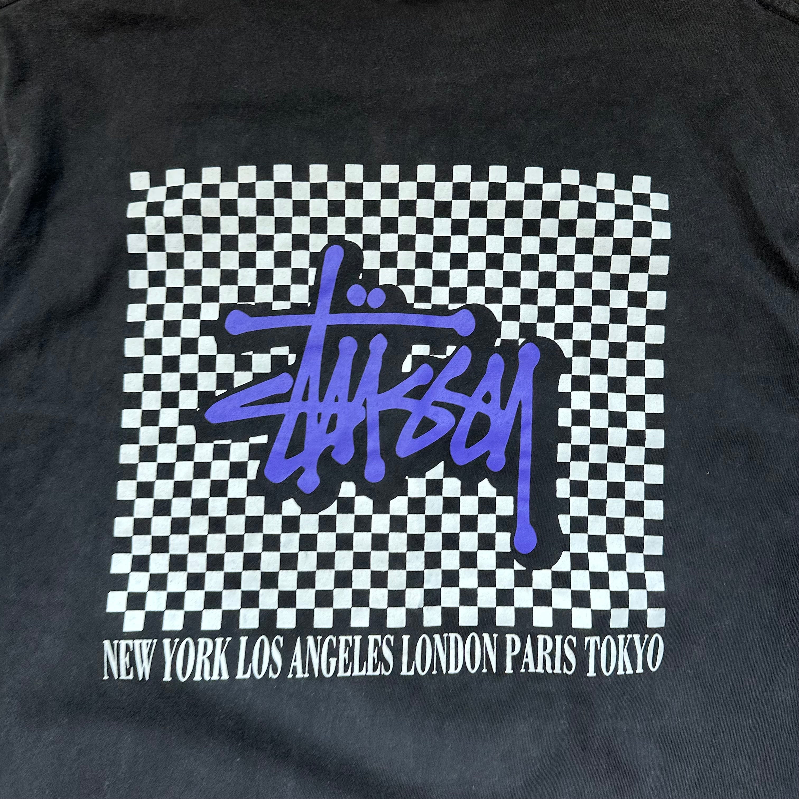 Tee Stussy Checkers Black Purple