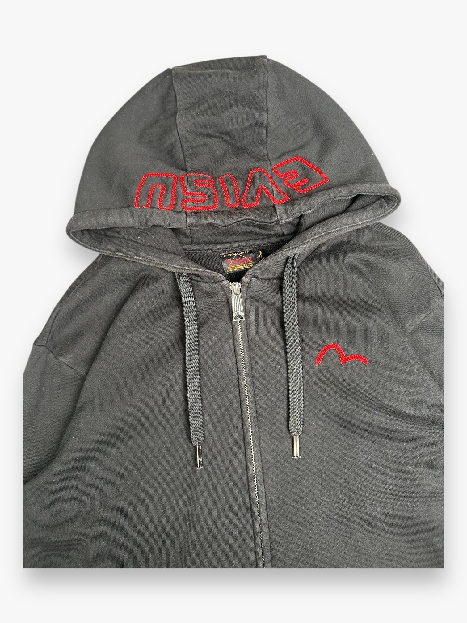 Evisu Zip Up Hoodie Black Red