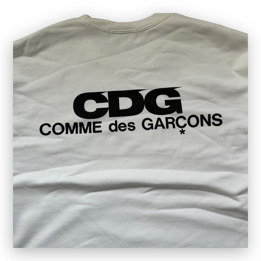 CDG Oversized White Crewneck Sweatshirt