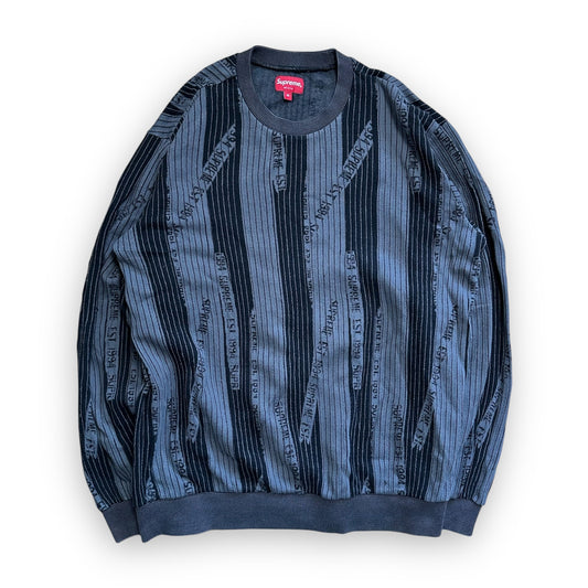 Sweatshirt Crewneck Supreme Textured Stripe Black FW20 (M)