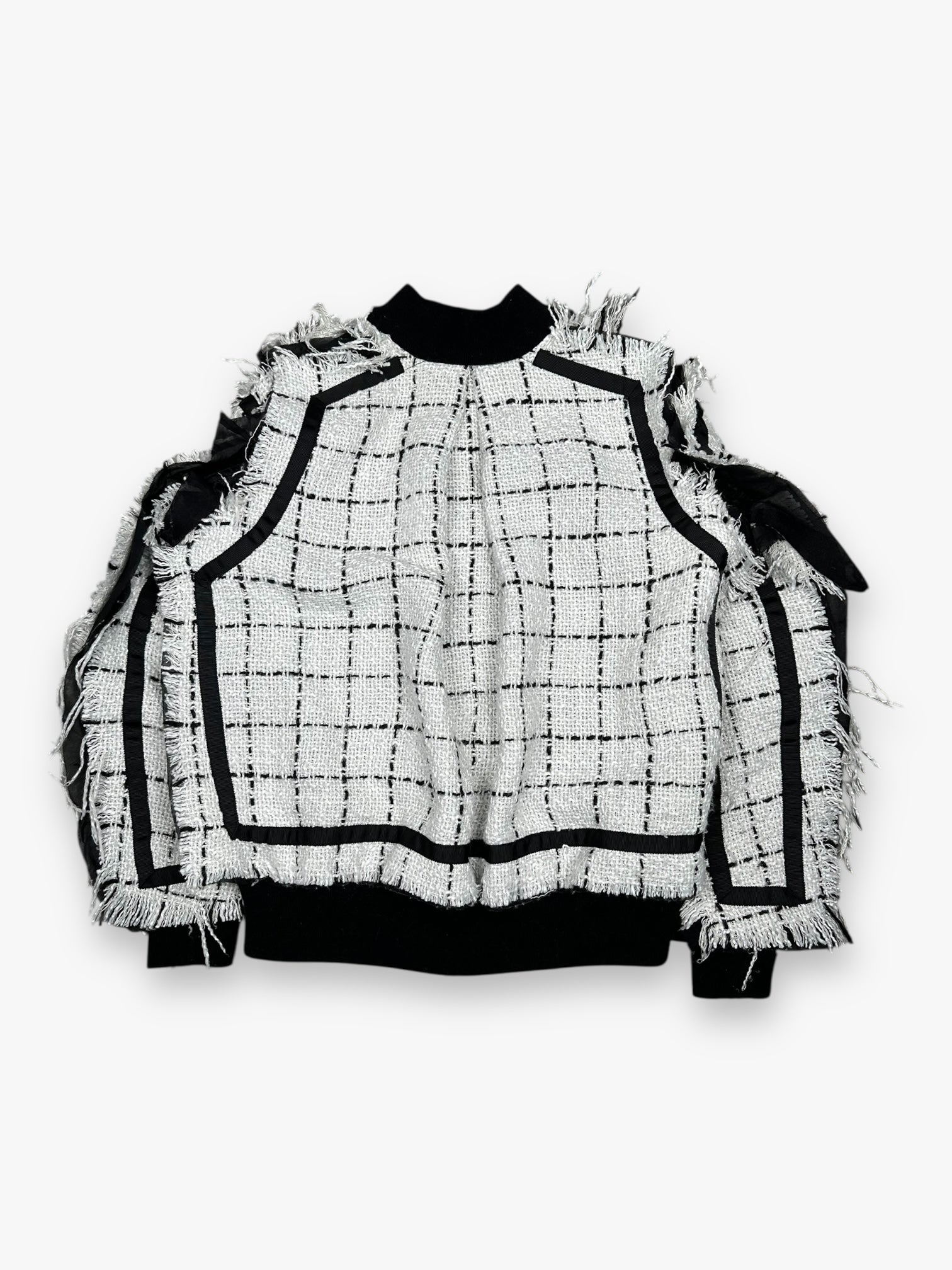 Sacai Bomber Tweed Jacket White Black SS18