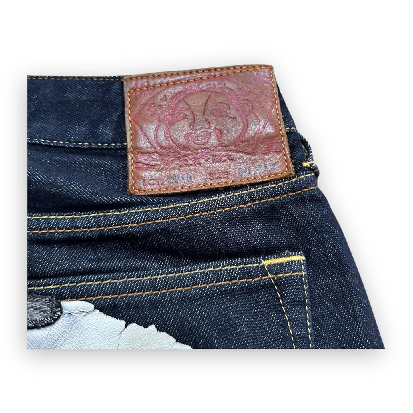 Jeans Evisu Daicock Year of Tiger Embroidery Lot 2010 White (XS)