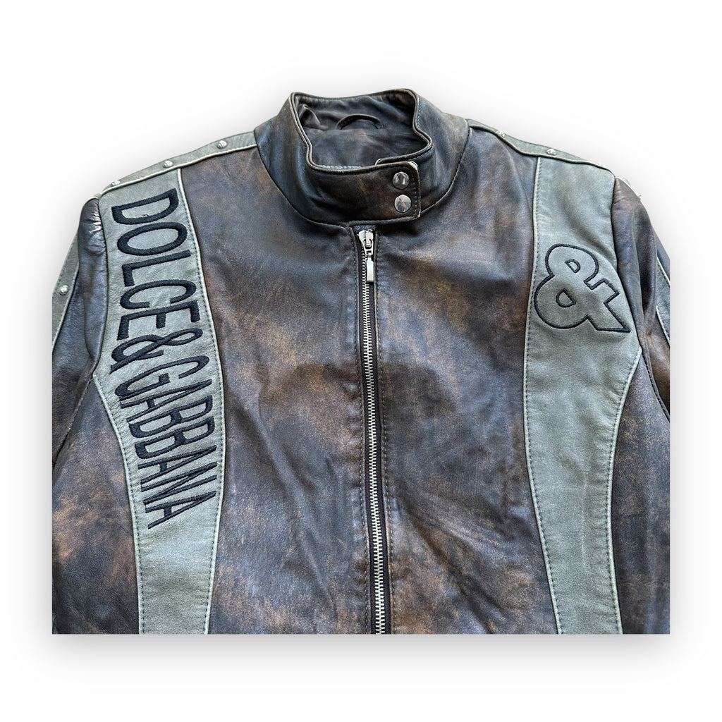 Jacket Dolce & Gabbana Leather Original Lamb Brown Metallic vintage