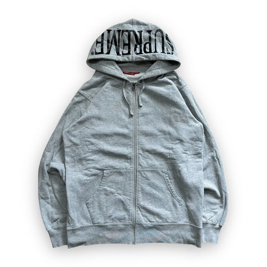 Sweatshirt Hoodie Zip Supreme Foil Logo Grey SS15 (L)