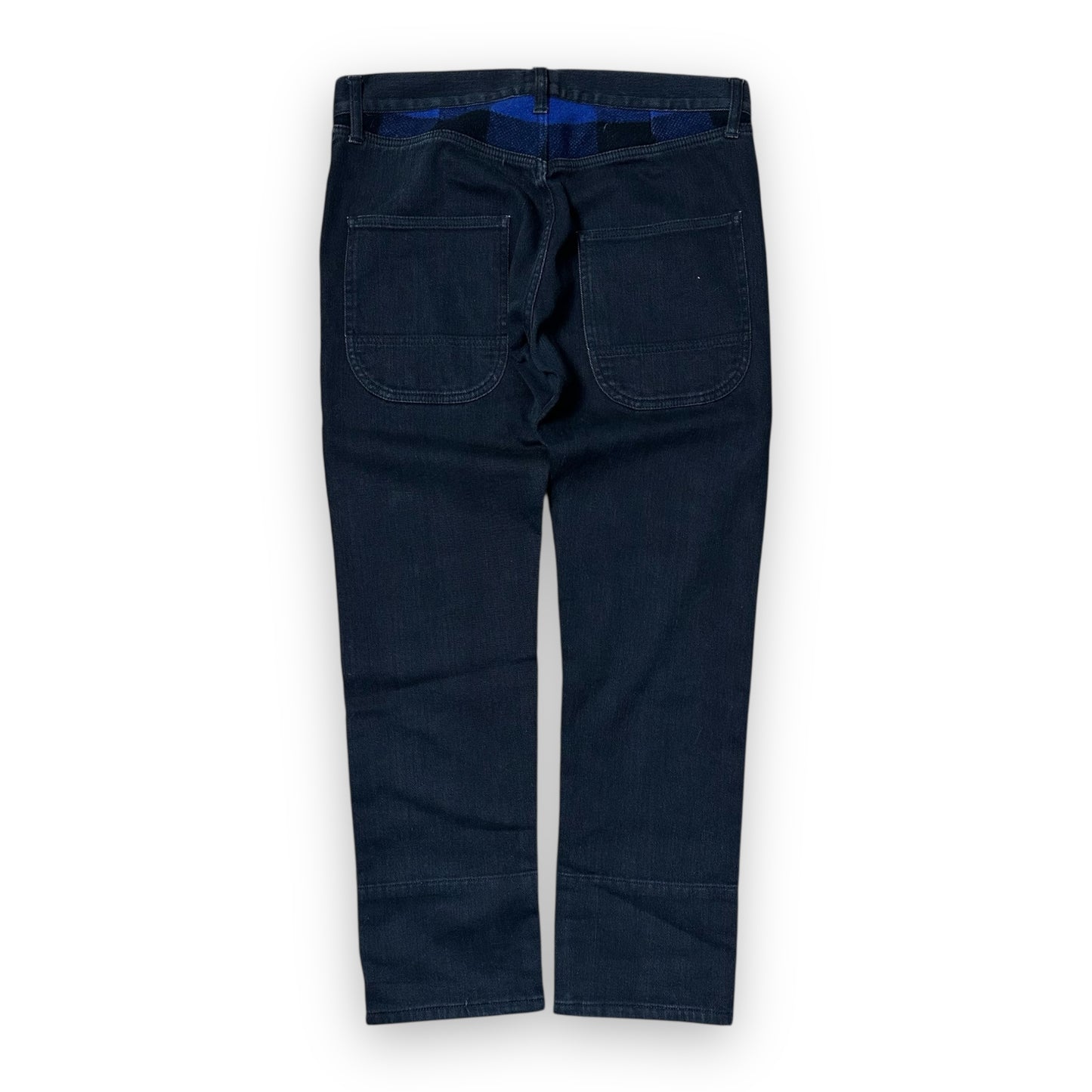 Jeans Junya Watanabe Comme des Garcons Black Wool Blue Tartan AW14 (M)