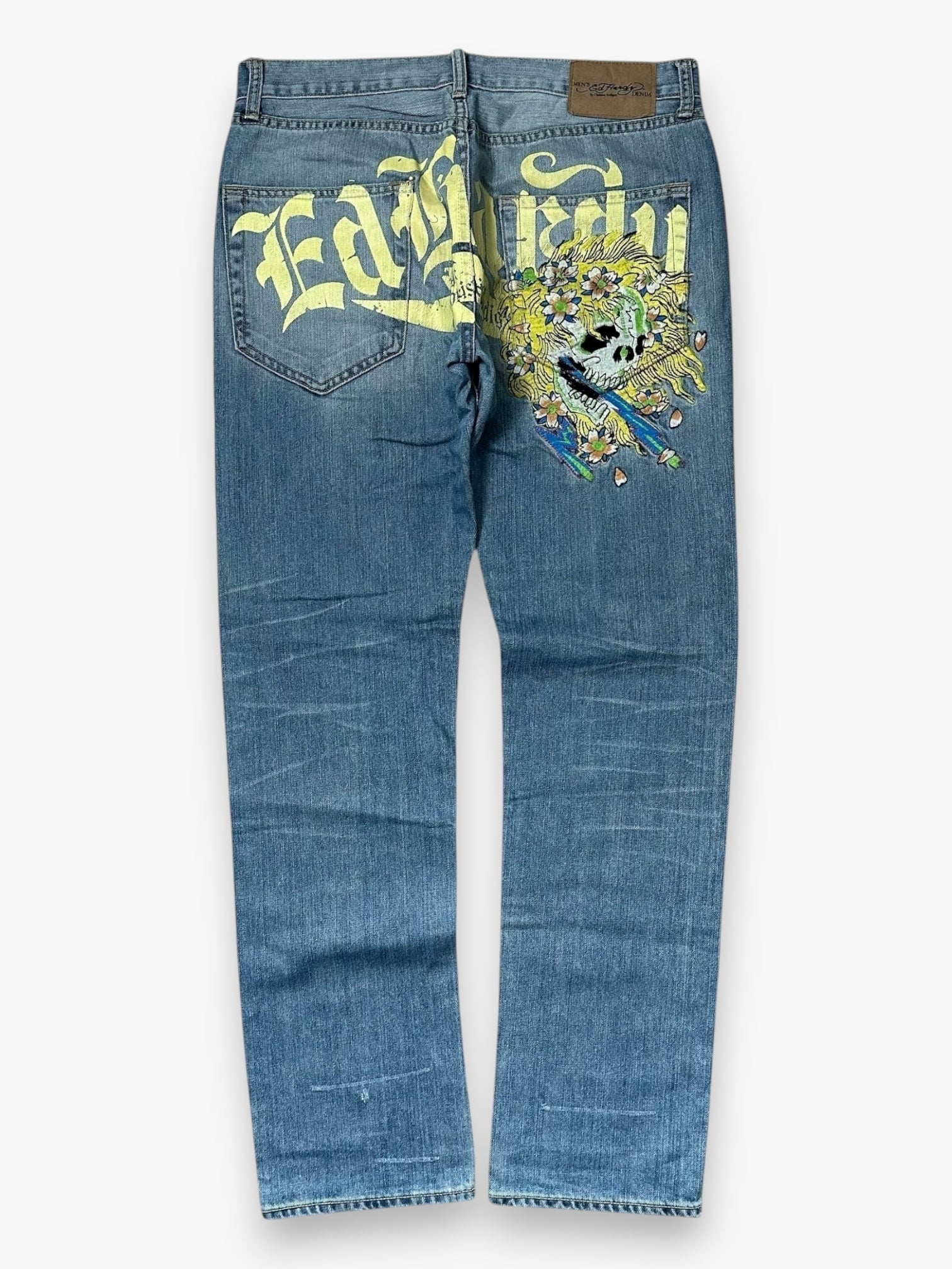 Jeans Ed Hardy Skull Yellow Embroidery