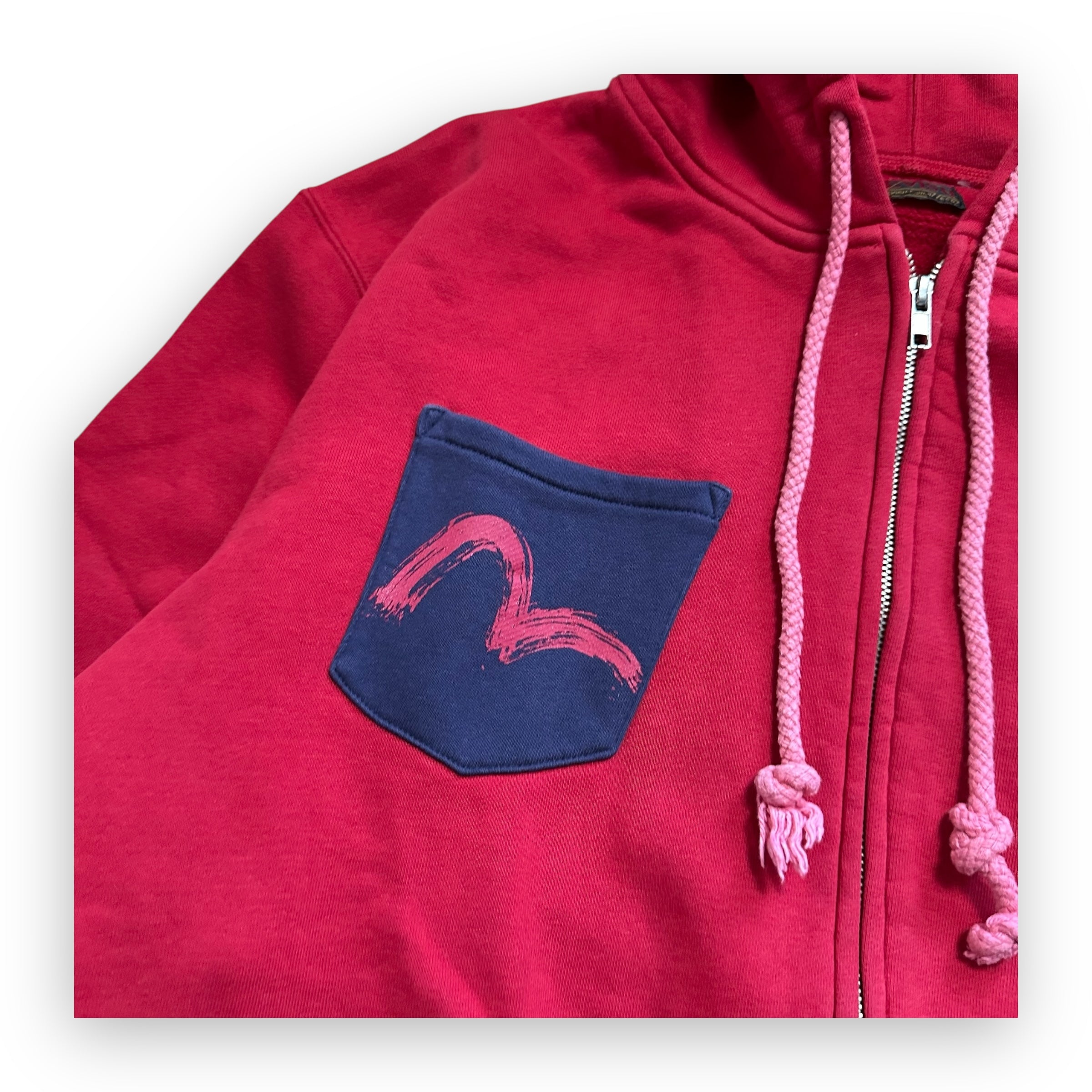 Sweatshirt Hoodie Zip Evisu Multi Pocket Red