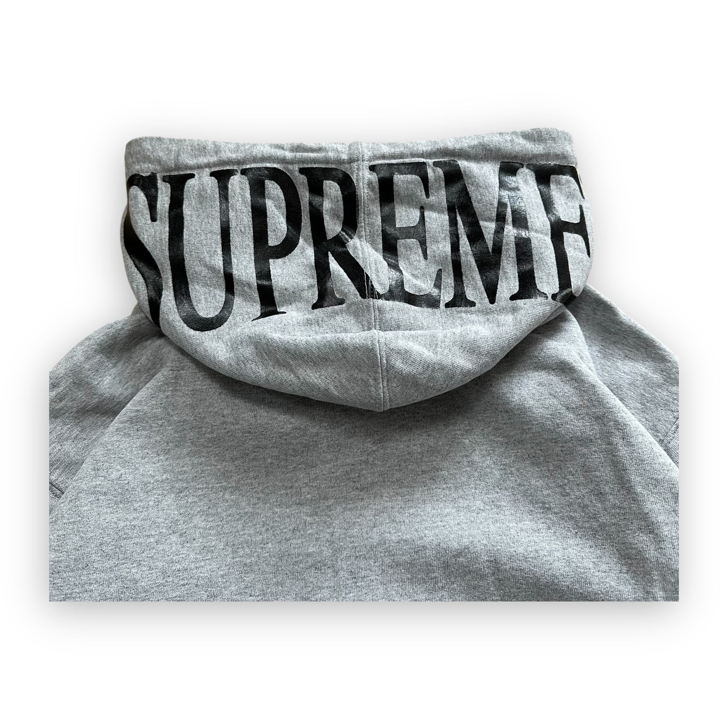 Sweatshirt Hoodie Zip Supreme Foil Logo Grey SS15 (L)