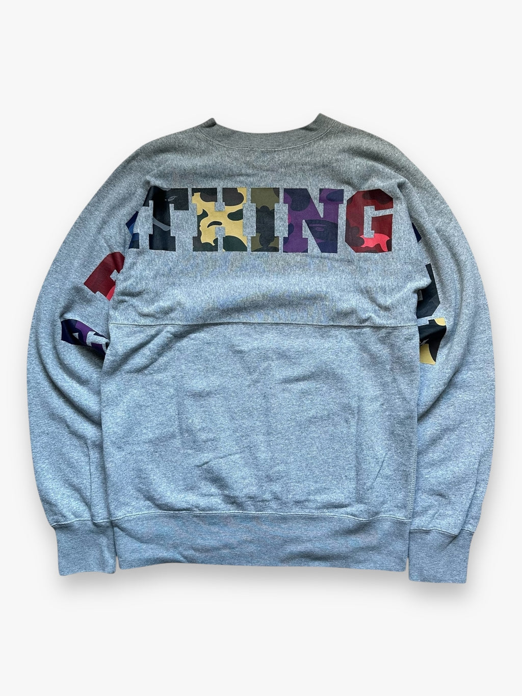 Sweatshirt Crewneck BAPE Grey Multicolor Text Camo