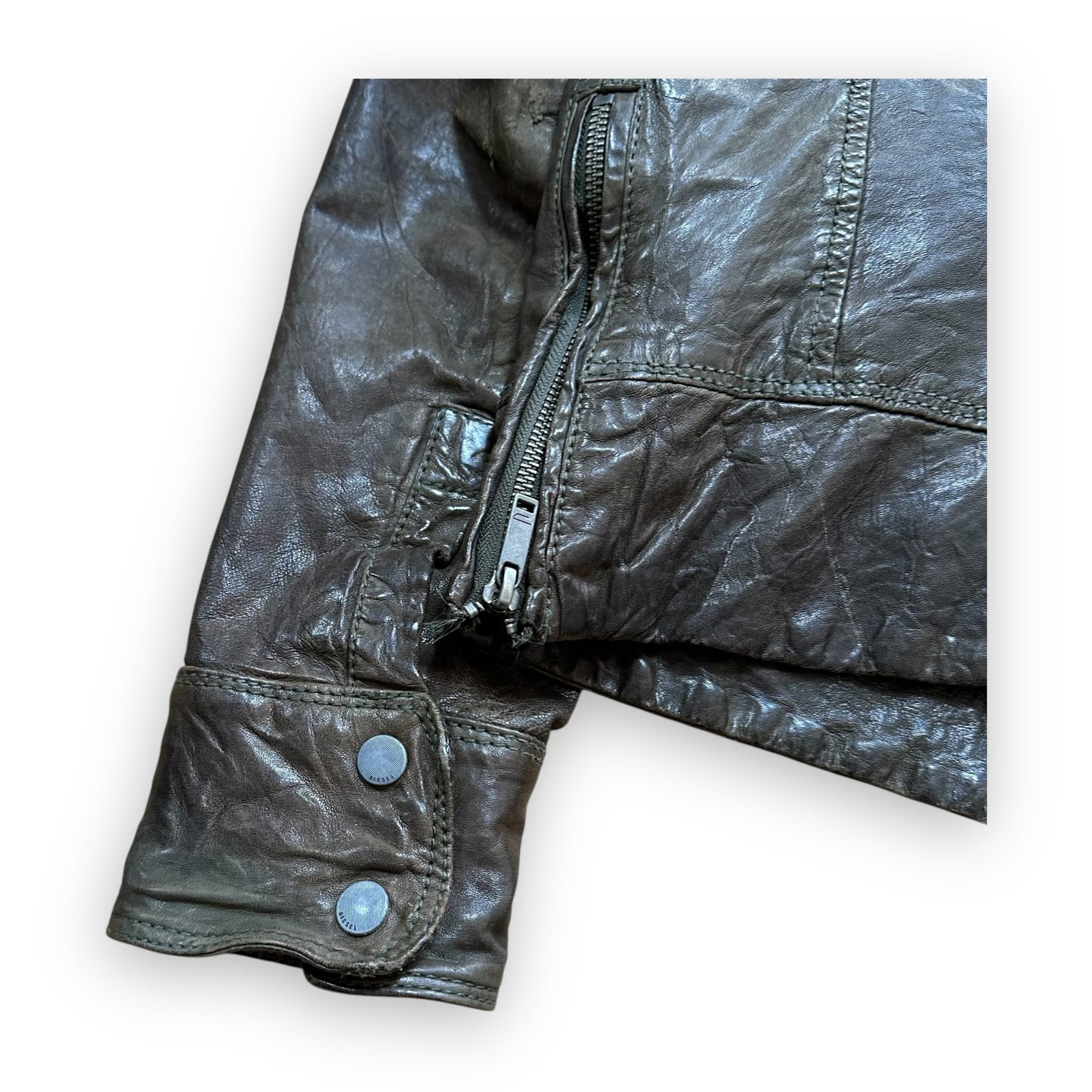 Jacket Diesel Leather Multi Pocket Brown vintage (L)
