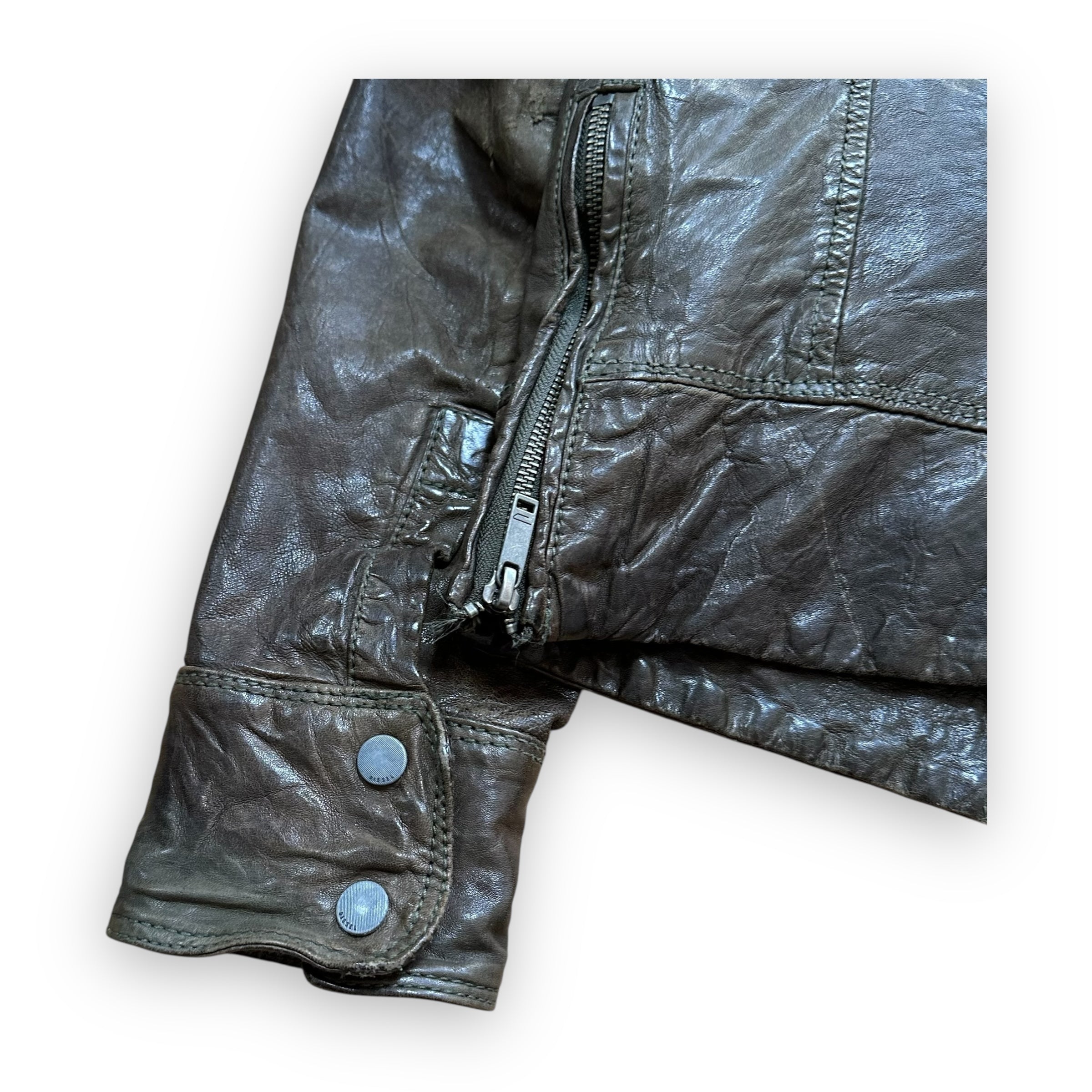 Jacket Diesel Leather Multi Pocket Brown vintage