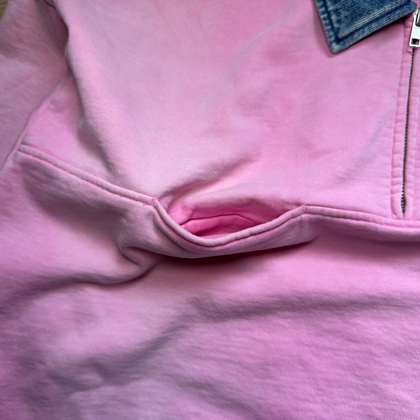 Sweatshirt Half Zip Supreme Denim Collar Pink SS23 (M)