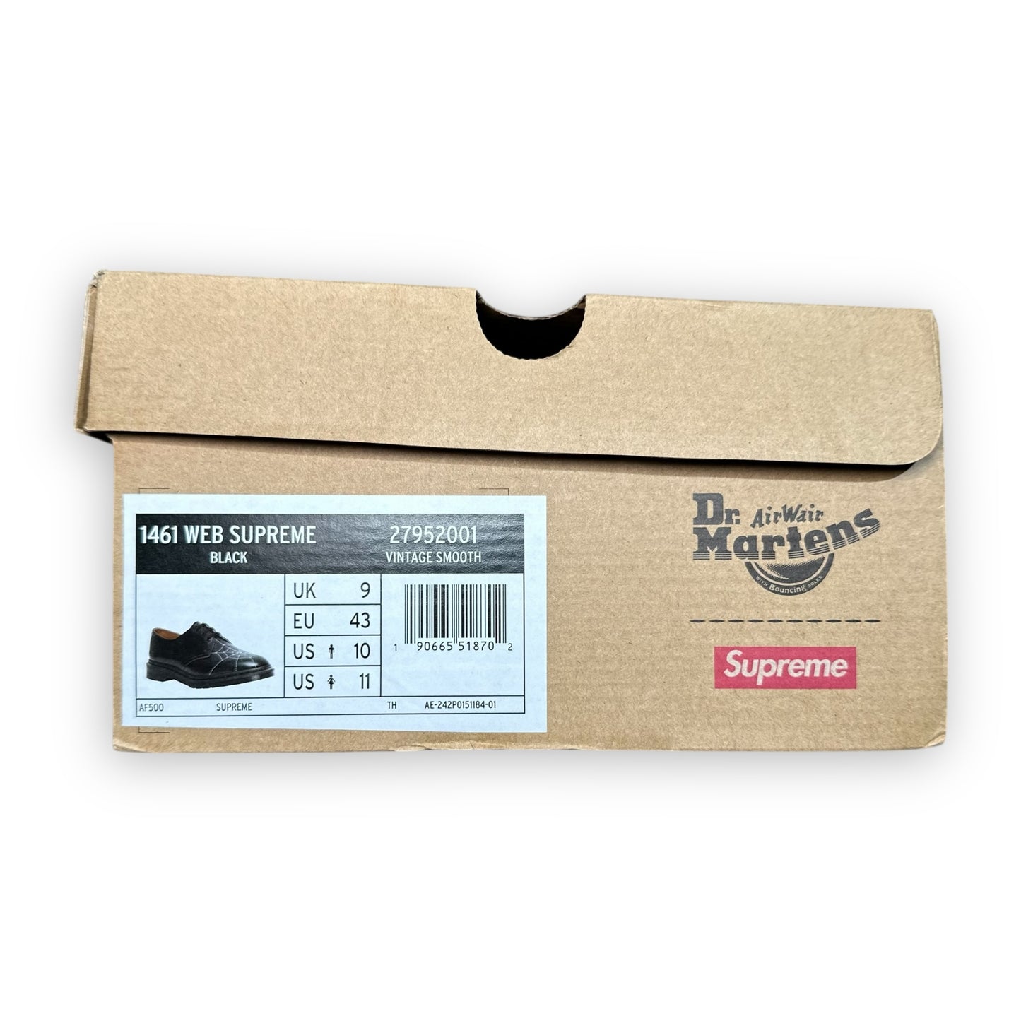 EU43 - US9.5 - UK8.5 • Dr. Martens 3-Eye Supreme Spiderweb Black