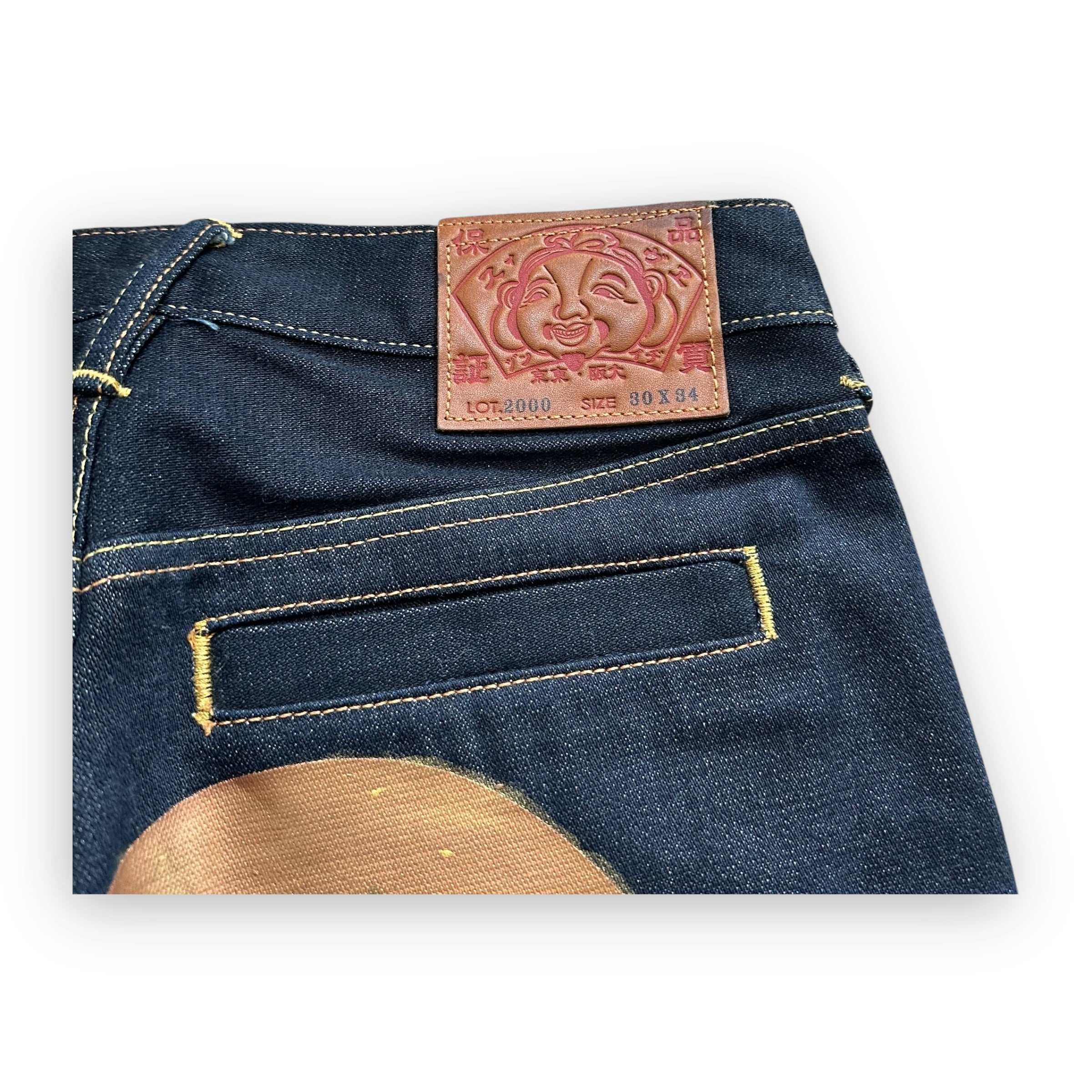 Jeans Evisu Daicock Embroidery Lot 2000 Gold/Red