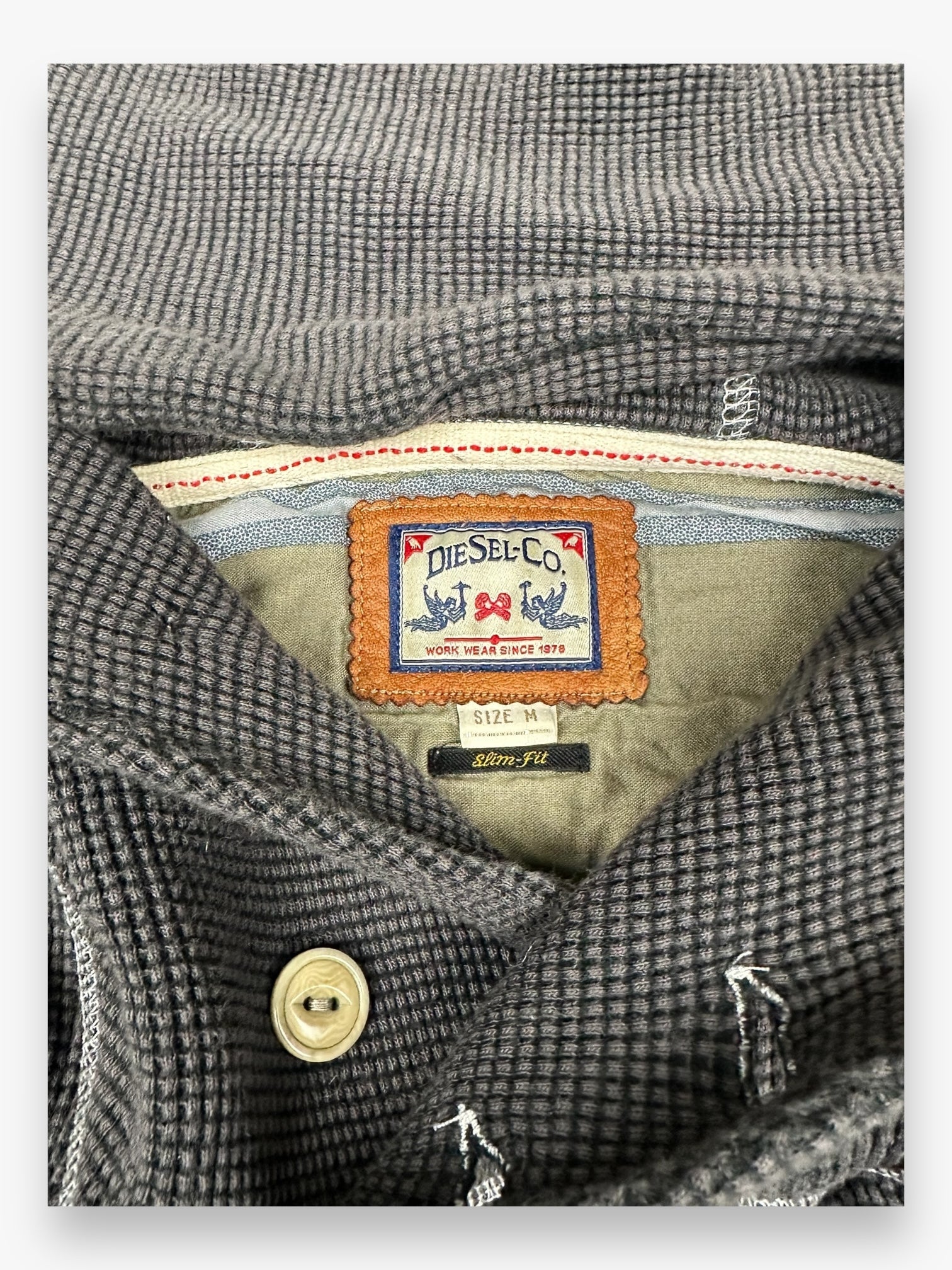 Diesel Waffle Hooded Sweatshirt Grey vintage