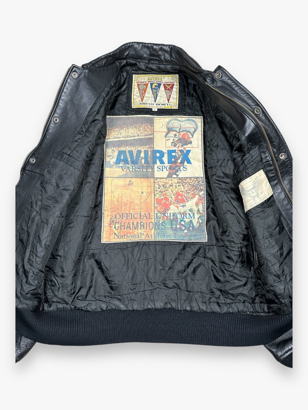 Leather Jacket Avirex « Maximum Velocity » Black Red 90s