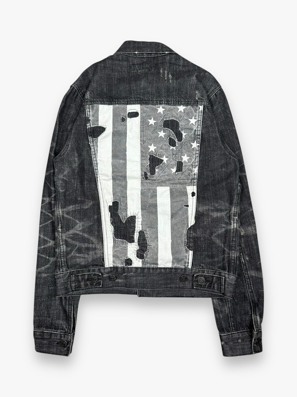 Ralph Lauren Denim & Supply Destroy USA Flag Denim Jacket Dark Grey