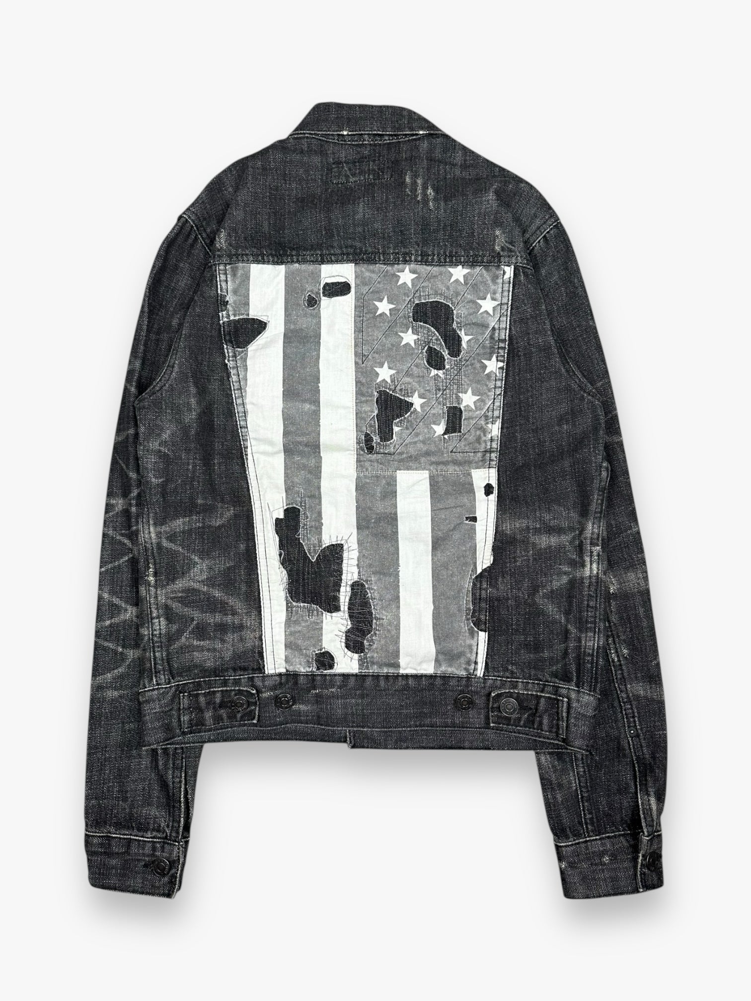 Ralph Lauren Denim & Supply Destroy USA Flag Denim Jacket Dark Grey