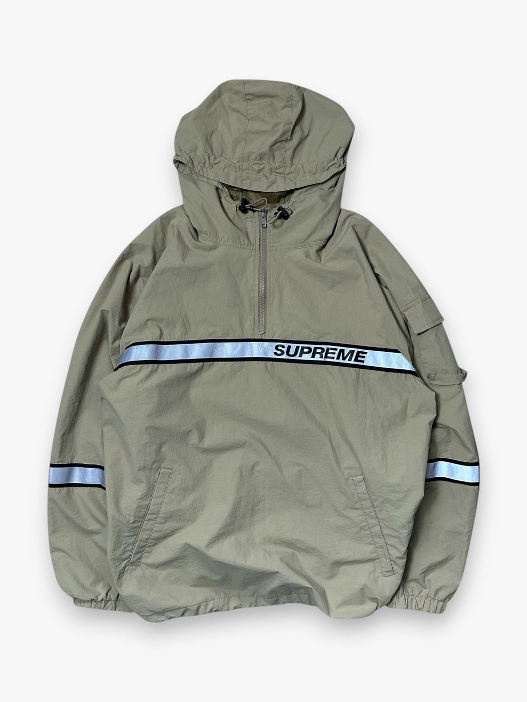 Jacket Supreme Reflective Taping Hooded Pullover Tan SS18