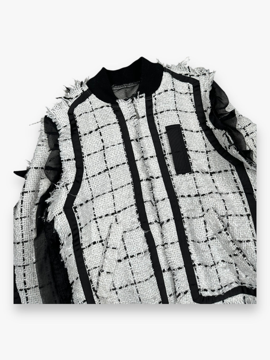 Sacai Bomber Tweed Jacket White Black SS18