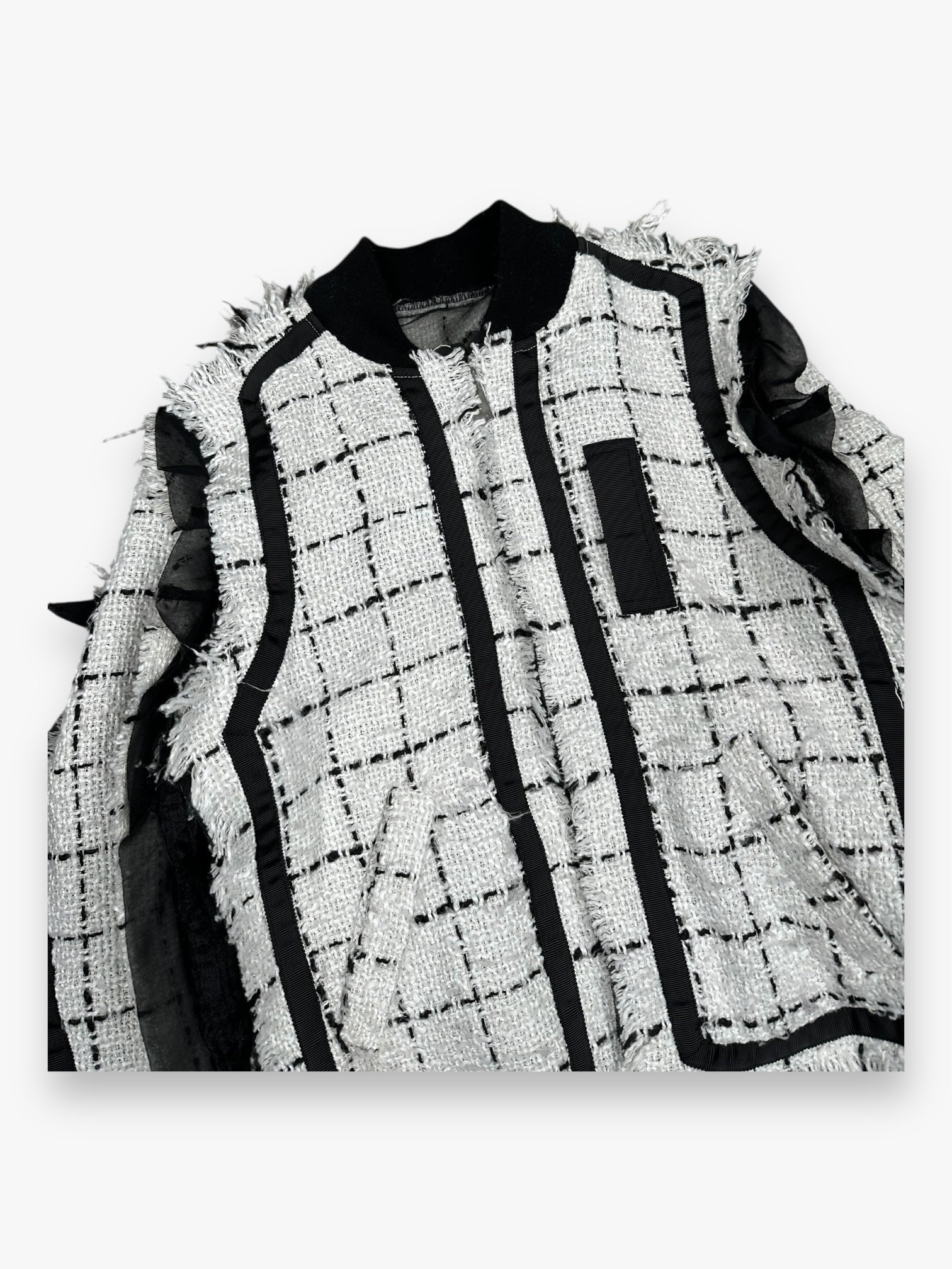 Sacai Bomber Tweed Jacket White Black SS18